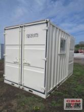 Diggit 12ft Cargo Storage Container, Single Walk Door, Window, Fork Pockets, 12' L x 7' W x 7' H.