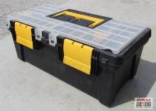 Black & Yellow Tool Box w/ Staple Guns, Staples, Combination Wrenches & Misc. Tools *CRM