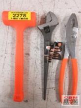 Orange 1LB Dead Blow Uni-Cast Hammer IIT Slip Joint Pliers IIT 83220 12" Adjustable Spud Wrench