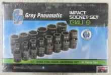 Grey Pneumatic 1314U 14pc 1/2" Drive Standard Length Fractional Universal Socket Set (716" to