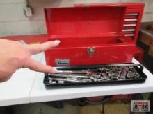 Red Metal Tool Box & Sockets