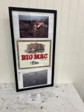 Big Mac Beer Brand Menominee Marinette Brewing Co. Framed pic of Mackinac Bridge being completed