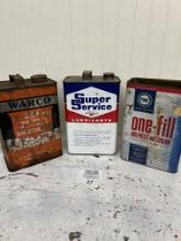 Three Advertising Gas Motor Oil Cans PURE, Super Service, WARCO