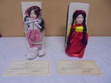 Danbury Mint Dolls of The World USA & Korea Dolls