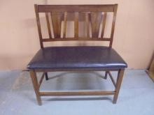 Solid Wood Bench w/ Leather Padded Seat