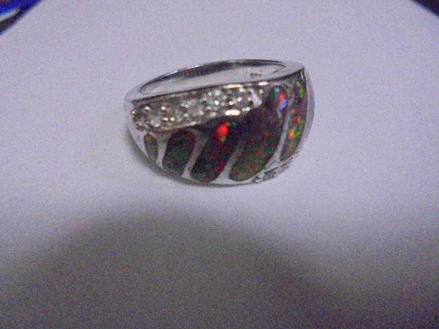 Ladies Sterling Silver and Opal Ring