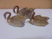 3 Pc. Set of Diamond B Glass Swans