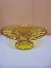 Amber Art Glass Pedestal Cake Stand