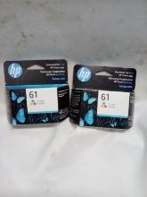 HP Tri-Color Printer Ink. 61 Qty 2.