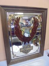 Wood Framed Harley Davidson Motorcycles Wall Mirror