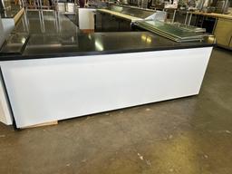 114 in. x 60 in. Black Stone Top L Shaped Counter with Stainless Steel Interior