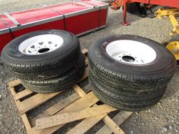 (4) NEW 235/80R16 TRAILER TIRES ON 8 LUG RIMS