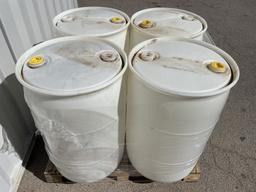 (4)pcs - 55 GAL Food Grade White Plastic Drums