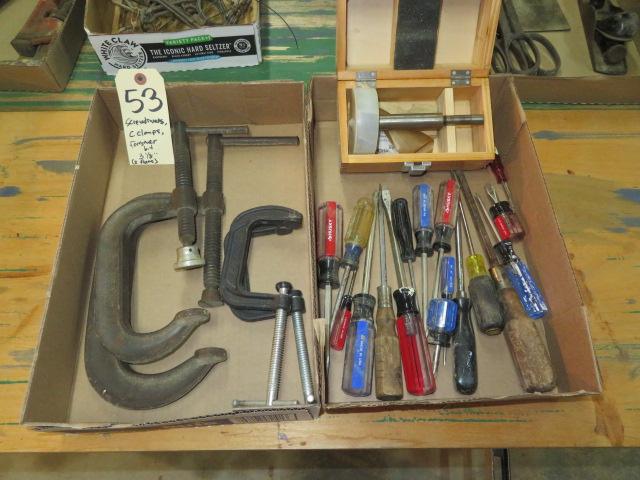 C Clamps, Screwdrivers, Forstner bit