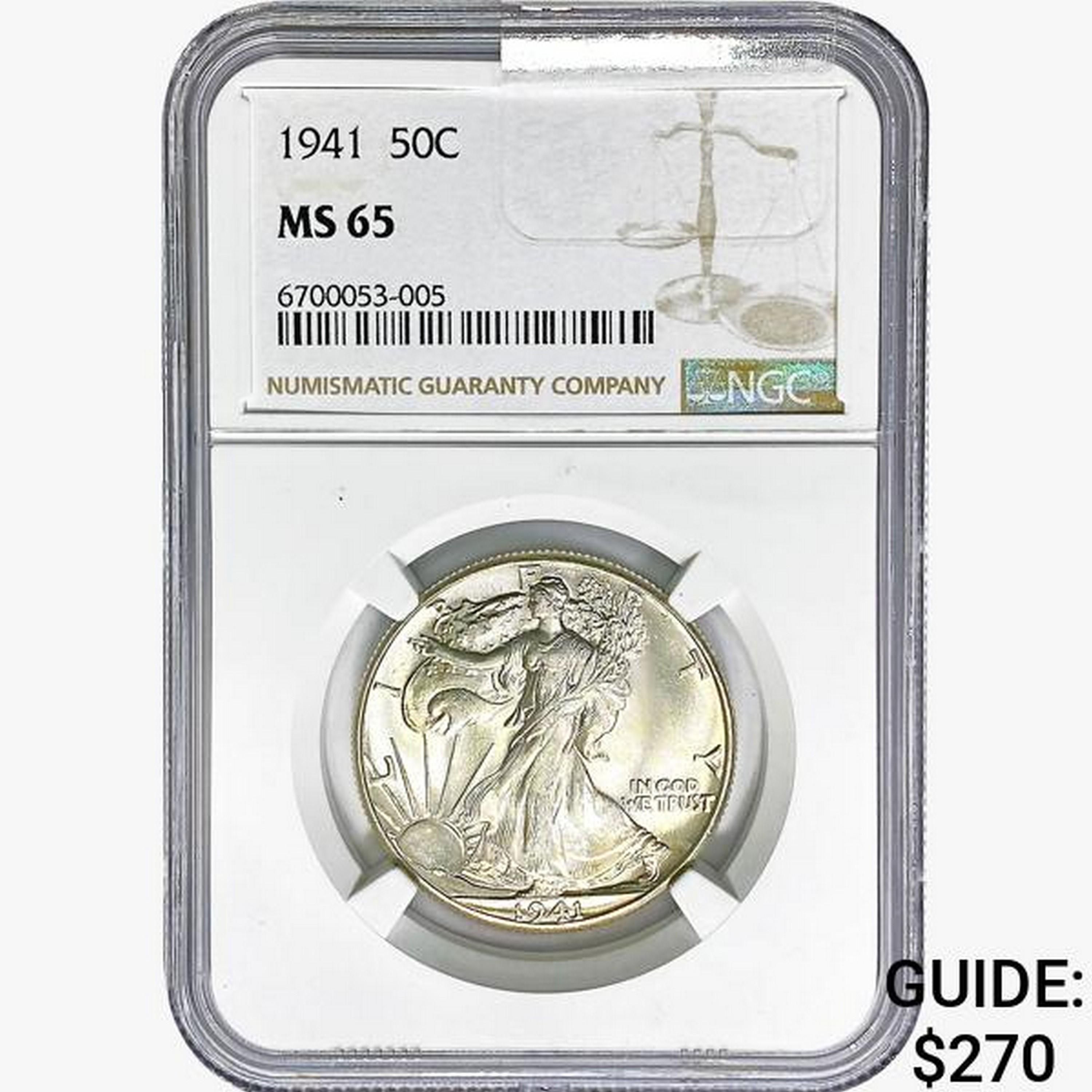 1941 Walking Liberty Half Dollar NGC MS65