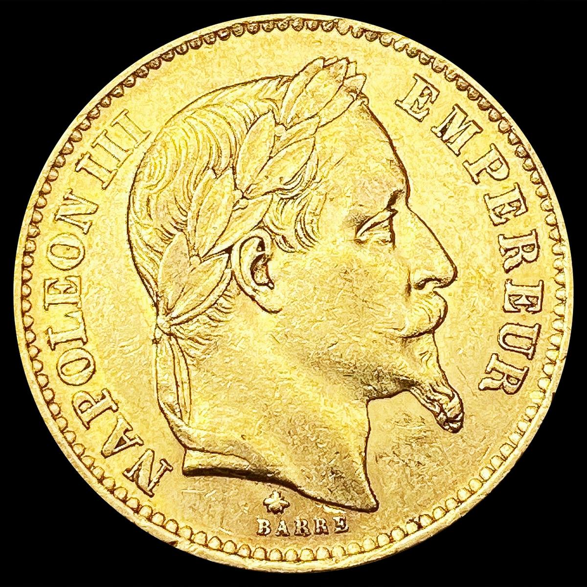 1868 France .1867oz Gold 20 Francs CLOSELY UNCIRCU