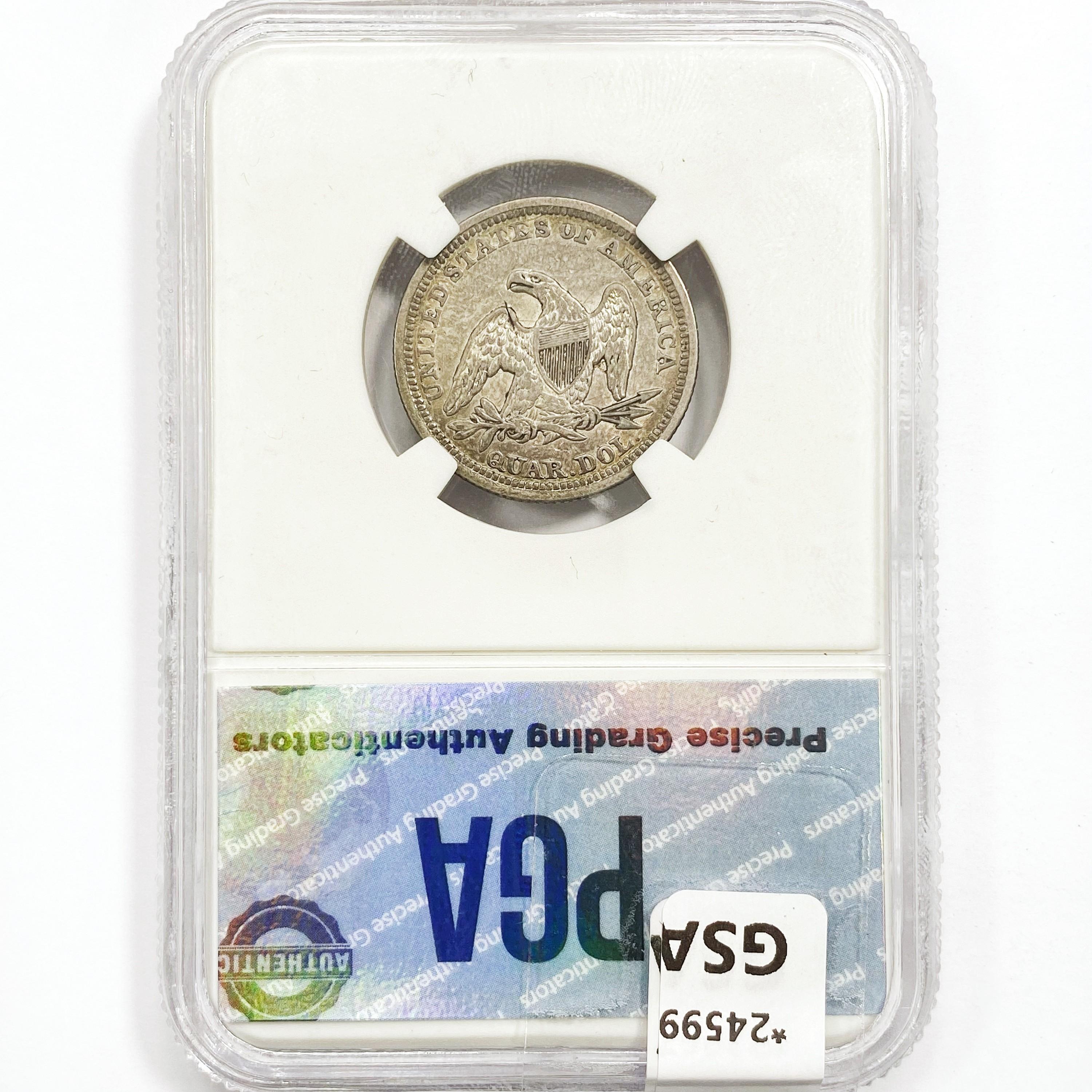 1850 Seated Liberty Quarter PGA AU55