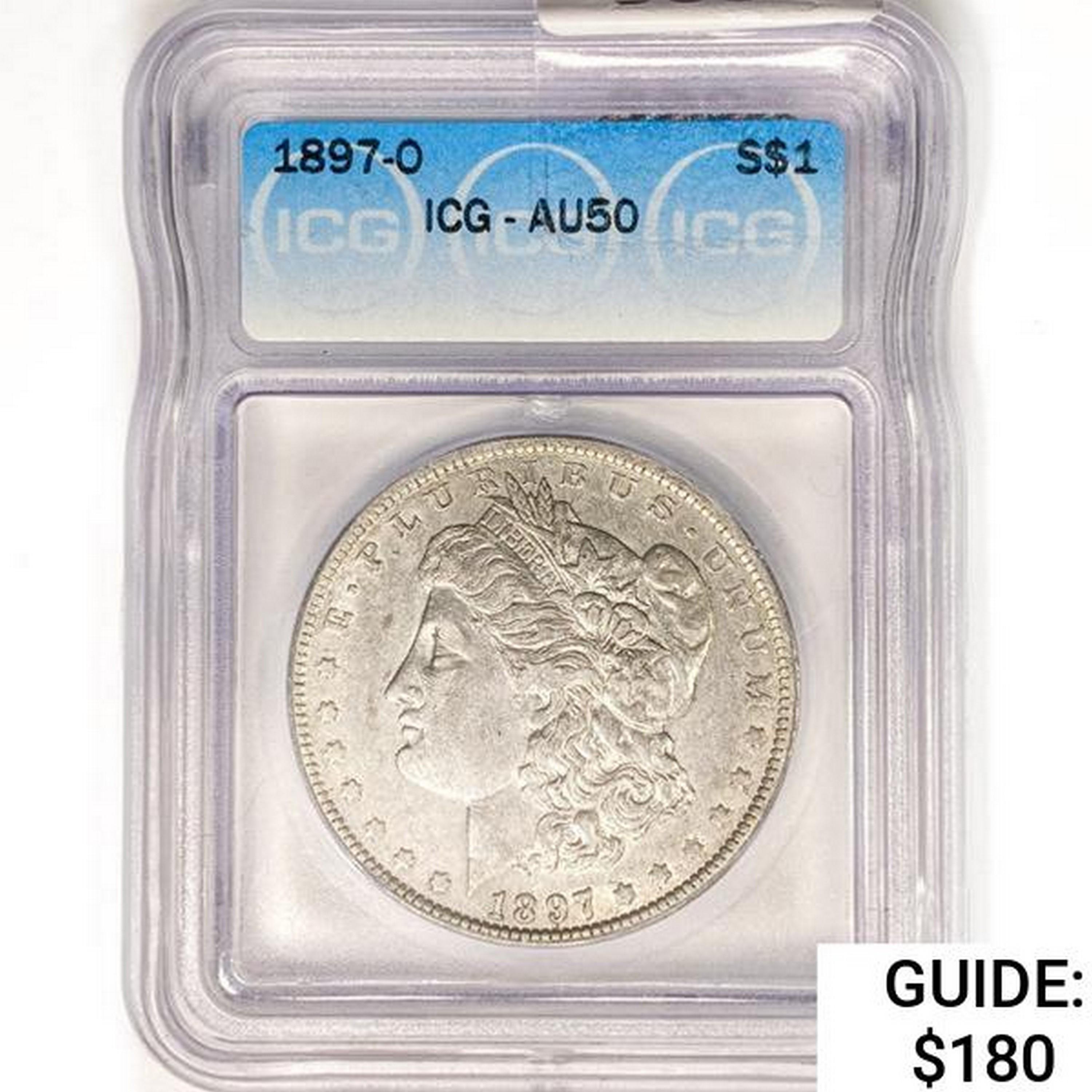 1897-O Morgan Silver Dollar ICG AU50