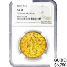 1876 $20 Gold Double Eagle NGC AU55 Granite Lady H