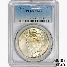 1935 Silver Peace Dollar PCGS MS63