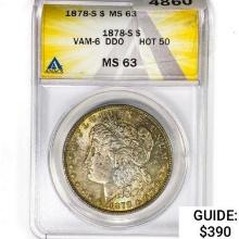 1878-S Morgan Silver Dollar ANACS MS63 VAM-6 DDO