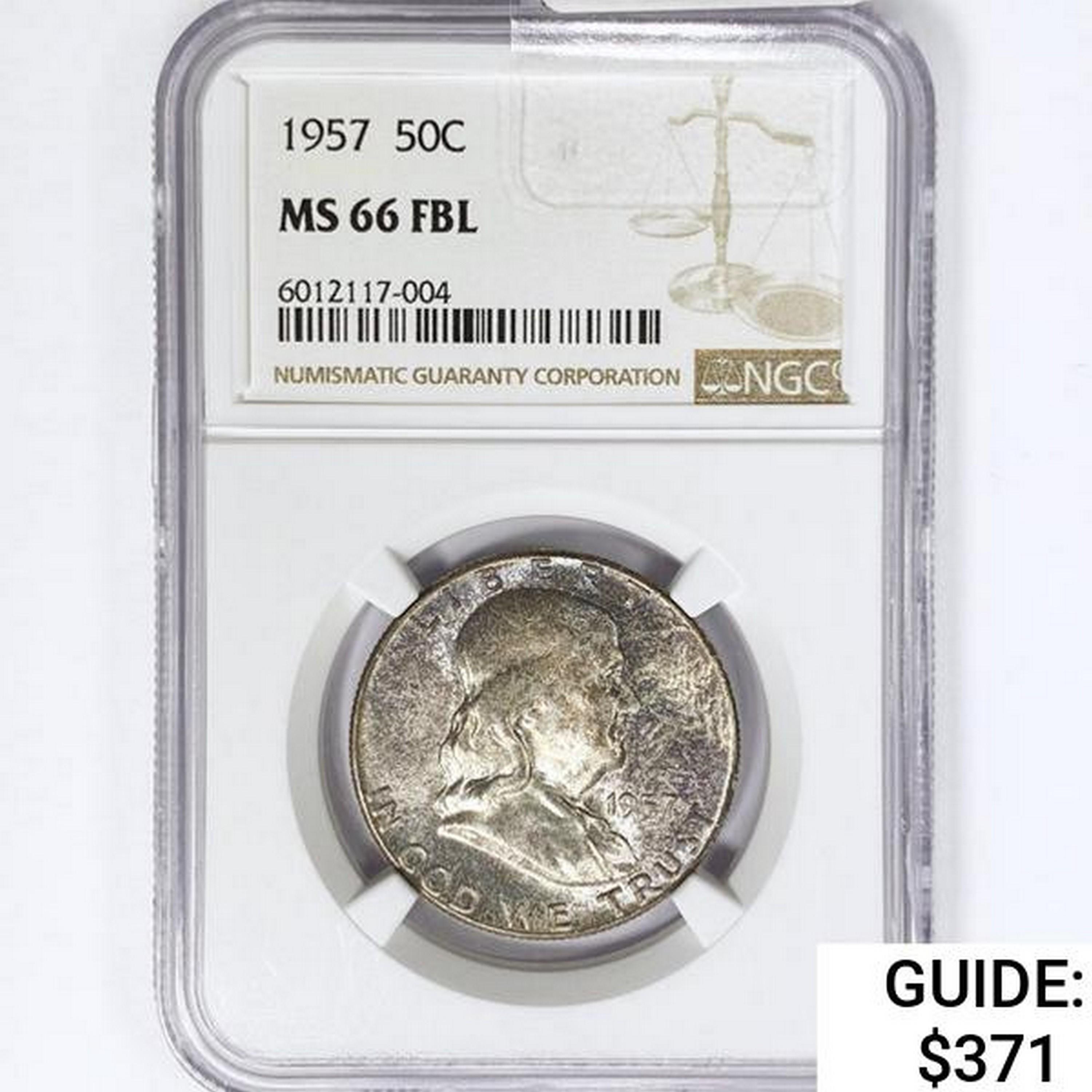 1957 Franklin Half Dollar NGC MS66 FBL