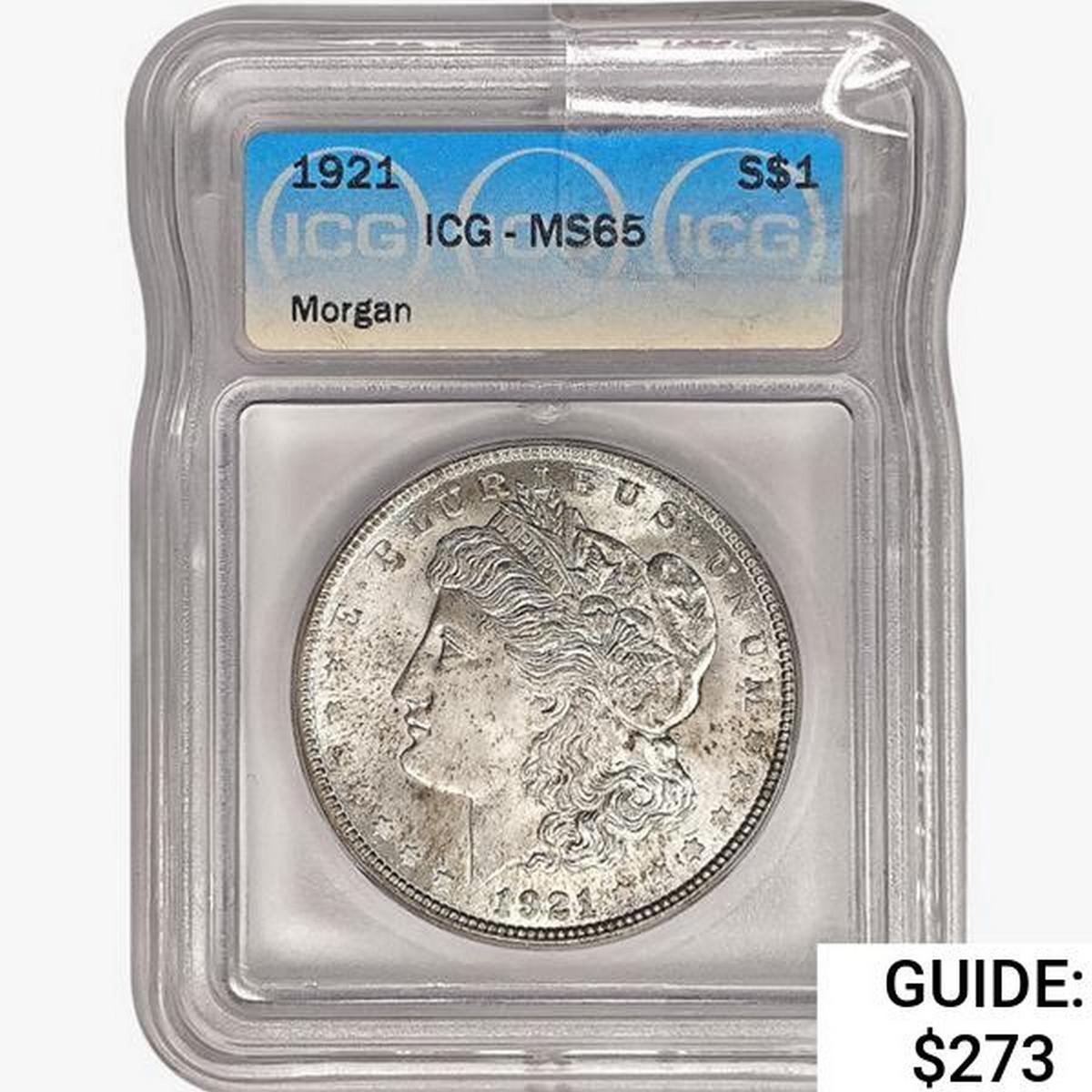 1921 Morgan Silver Dollar ICG MS65