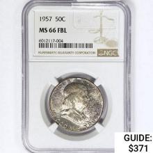 1957 Franklin Half Dollar NGC MS66 FBL