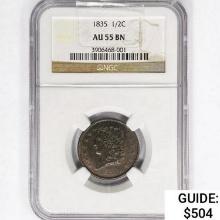 1835 Classic Head Half Cent NGC AU55 BN