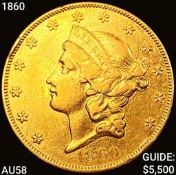 1860 $20 Gold Double Eagle CHOICE AU