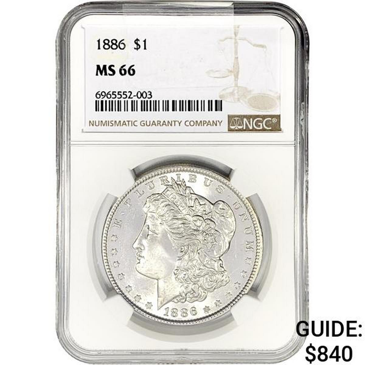 1886 Morgan Silver Dollar NGC MS66