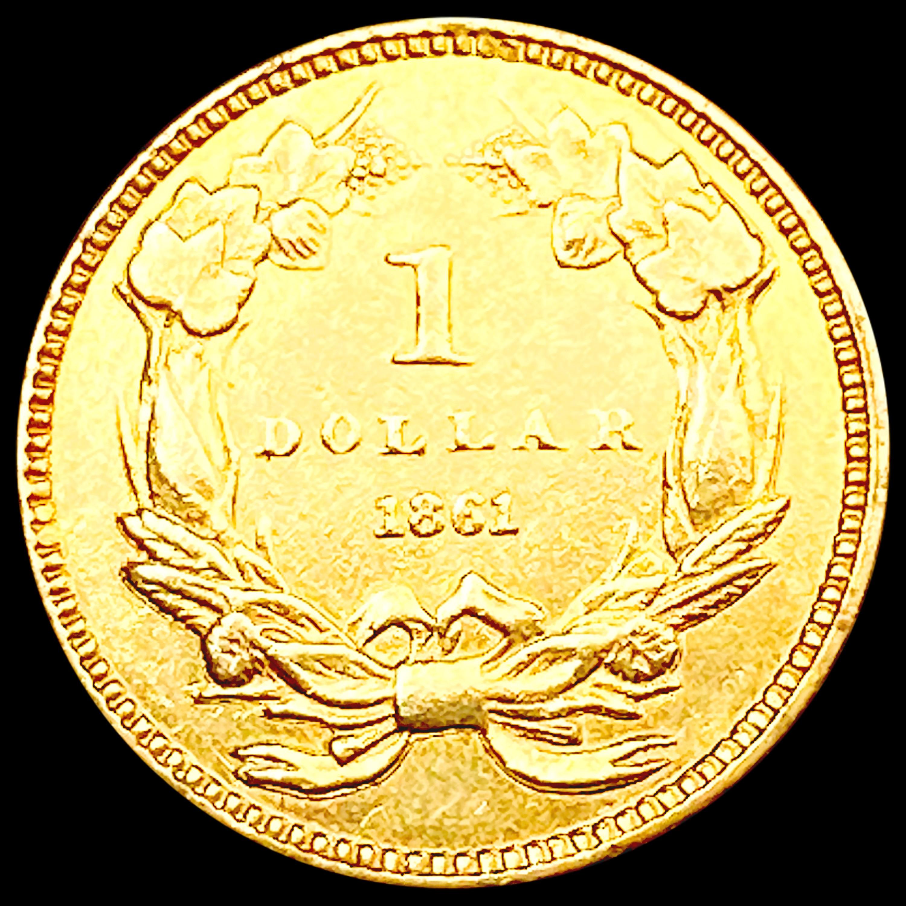 1861 Rare Gold Dollar CHOICE AU