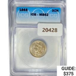 1865 Nickel Three Cent ICG M62
