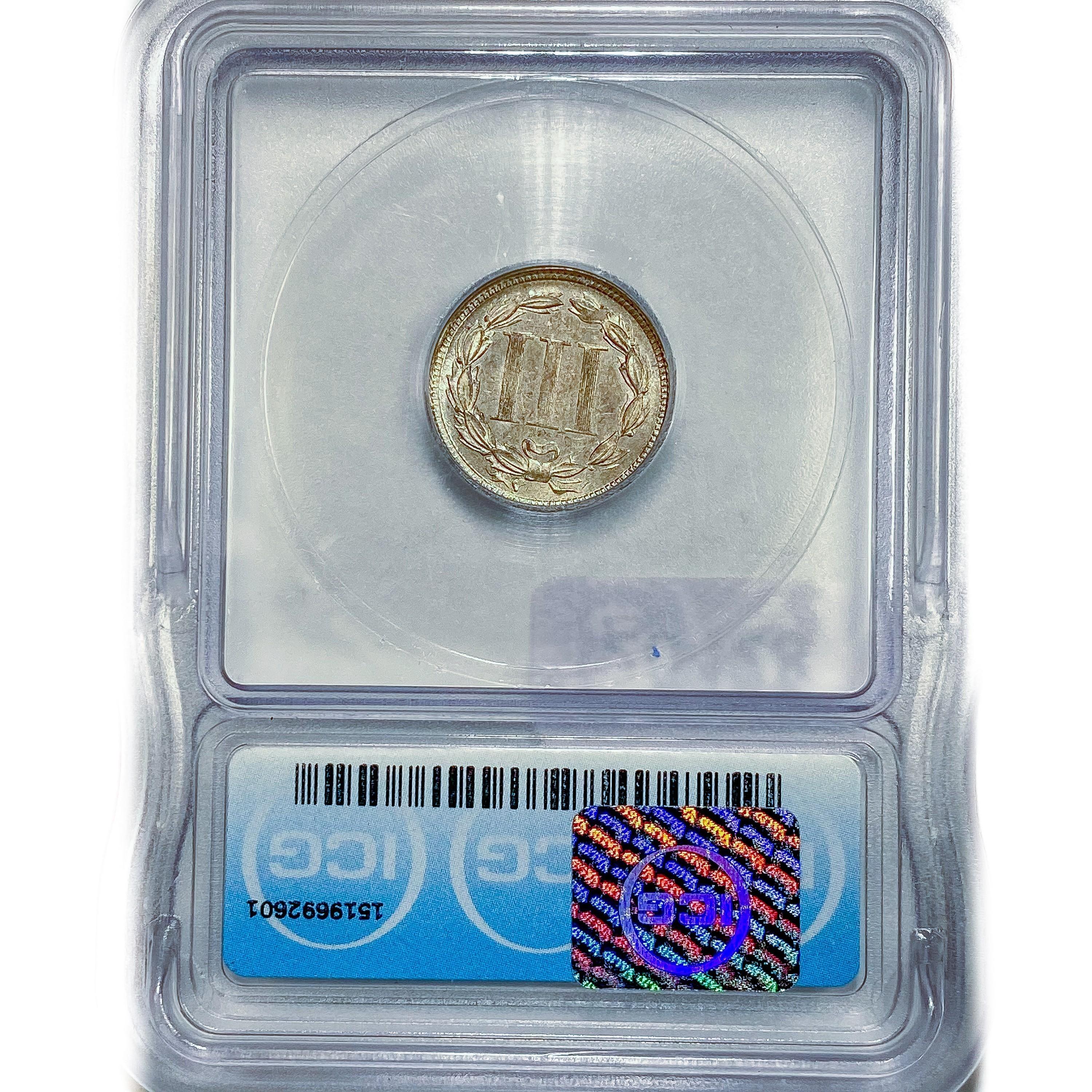 1865 Nickel Three Cent ICG M62