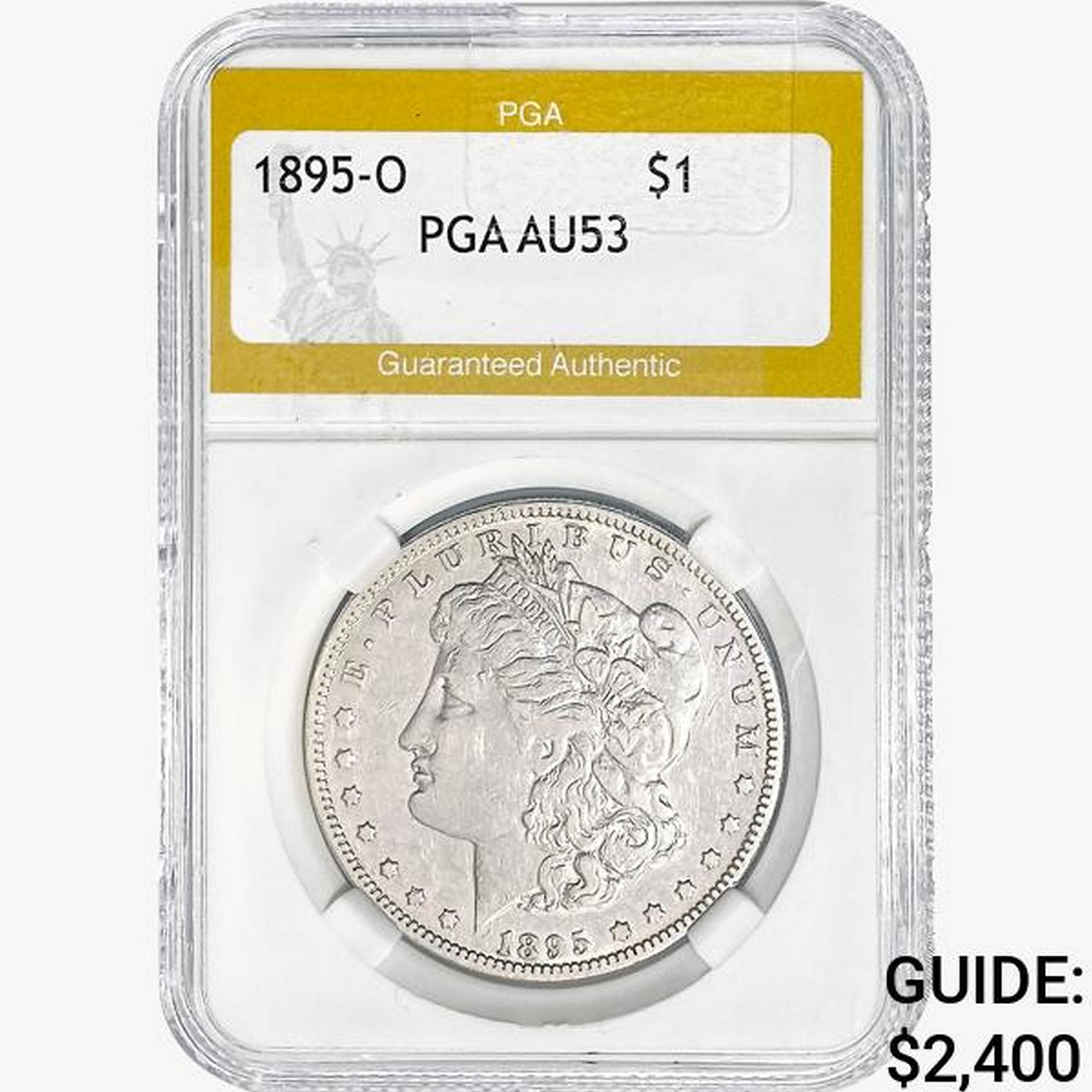 1895-O Morgan Silver Dollar PGA AU53