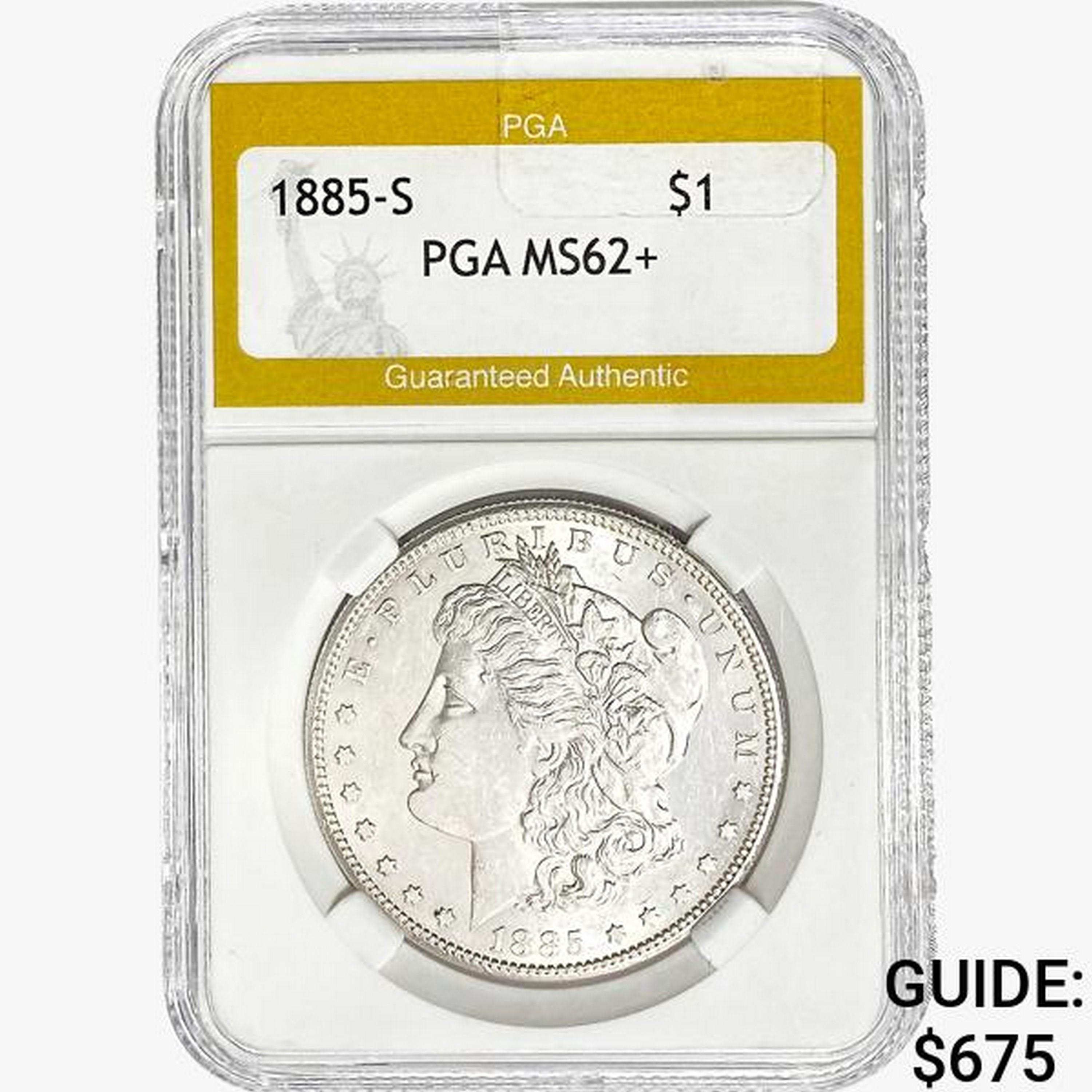1885-S Morgan Silver Dollar PGA MS62+