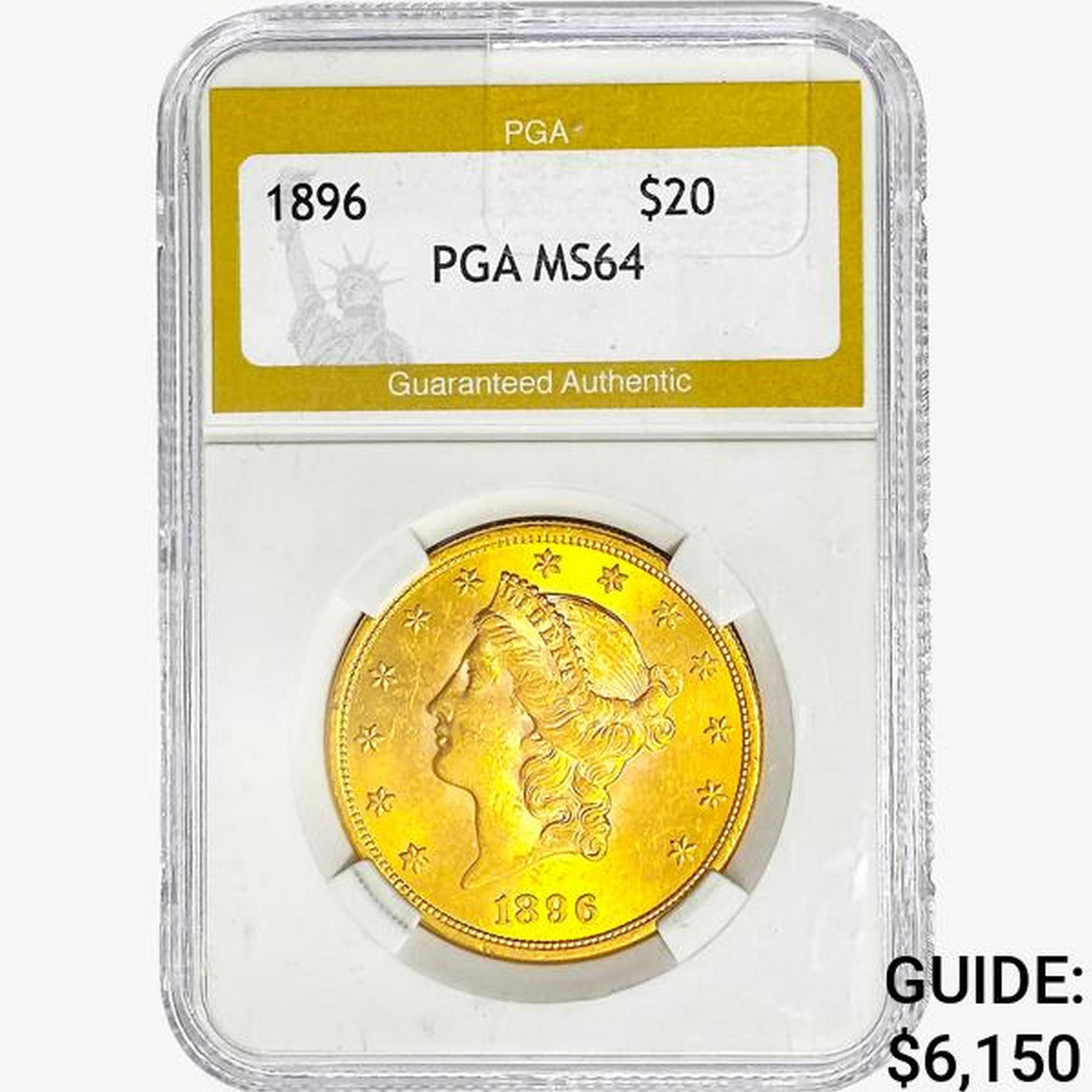 1896 $20 Gold Double Eagle PGA MS64