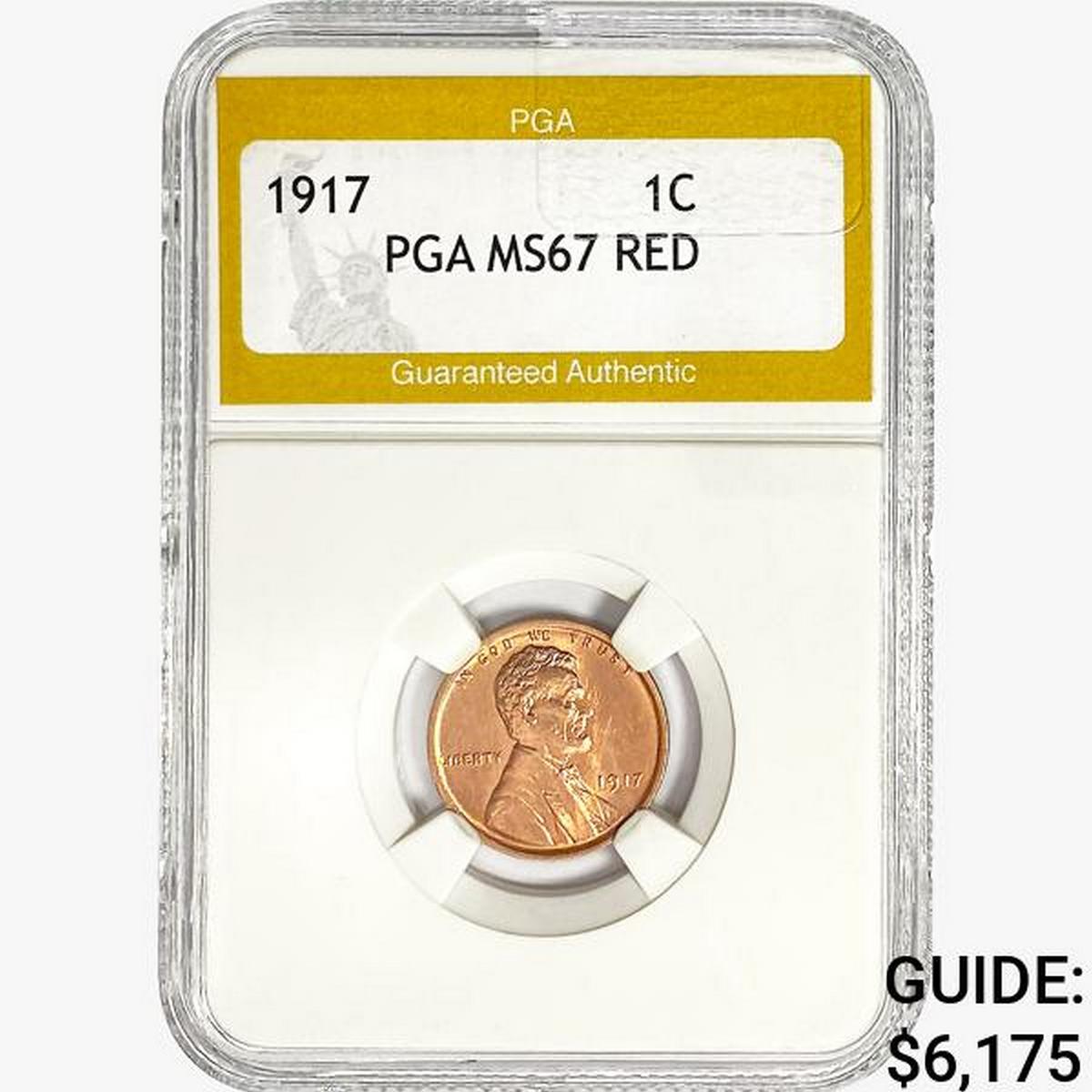 1917 Wheat Cent PGA MS67 RED