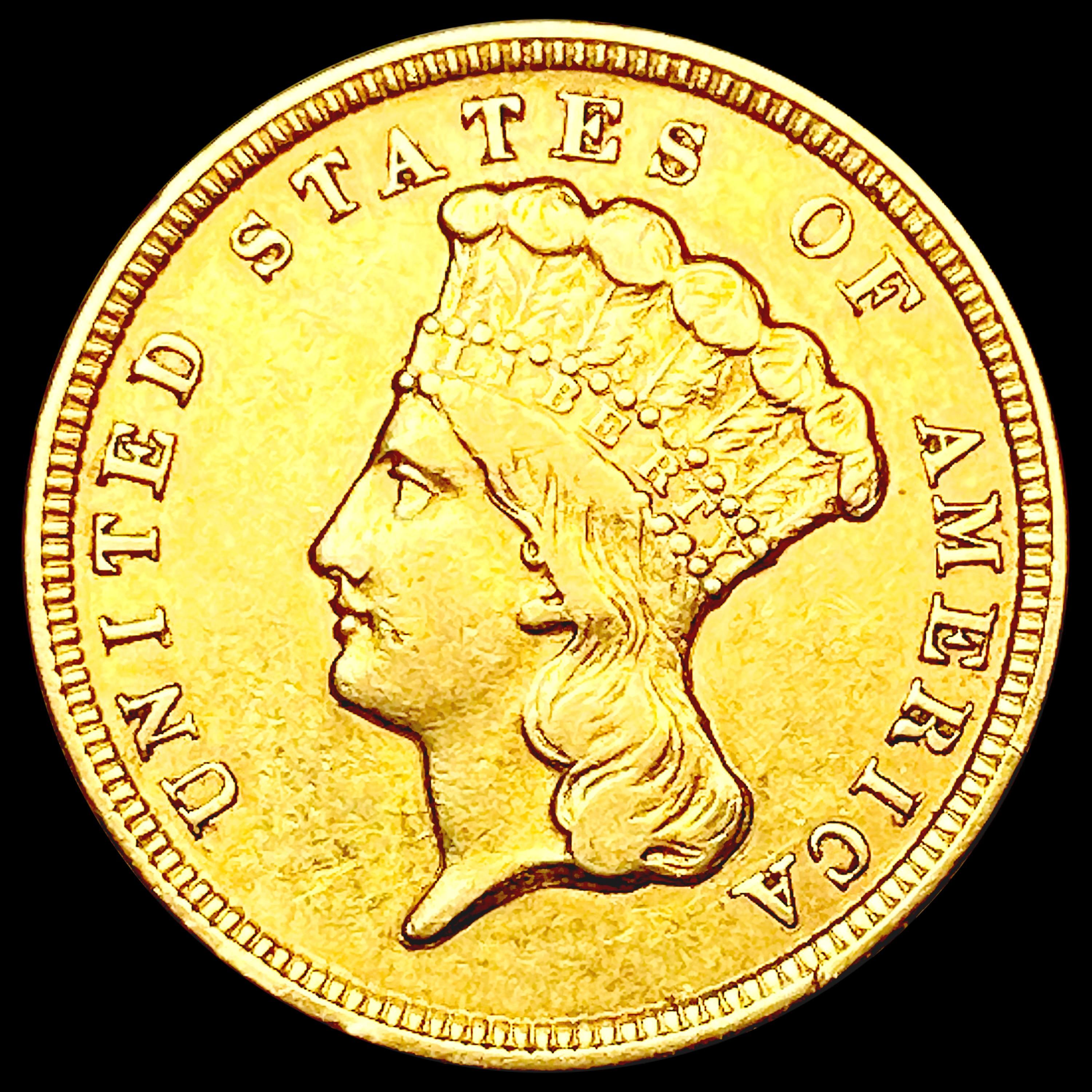 1854 $3 Gold Piece CLOSELY UNCIRCULATED