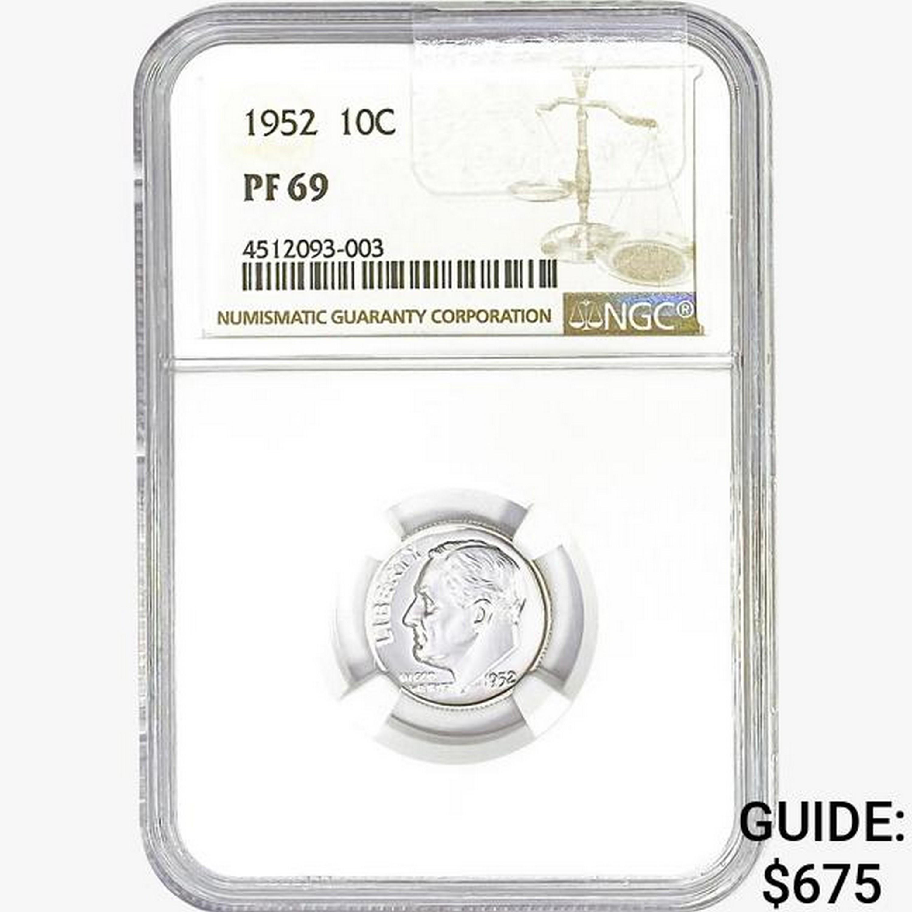 1952 Roosevelt Dime NGC PF69