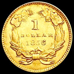 1856 Slant 5 Rare Gold Dollar CHOICE AU
