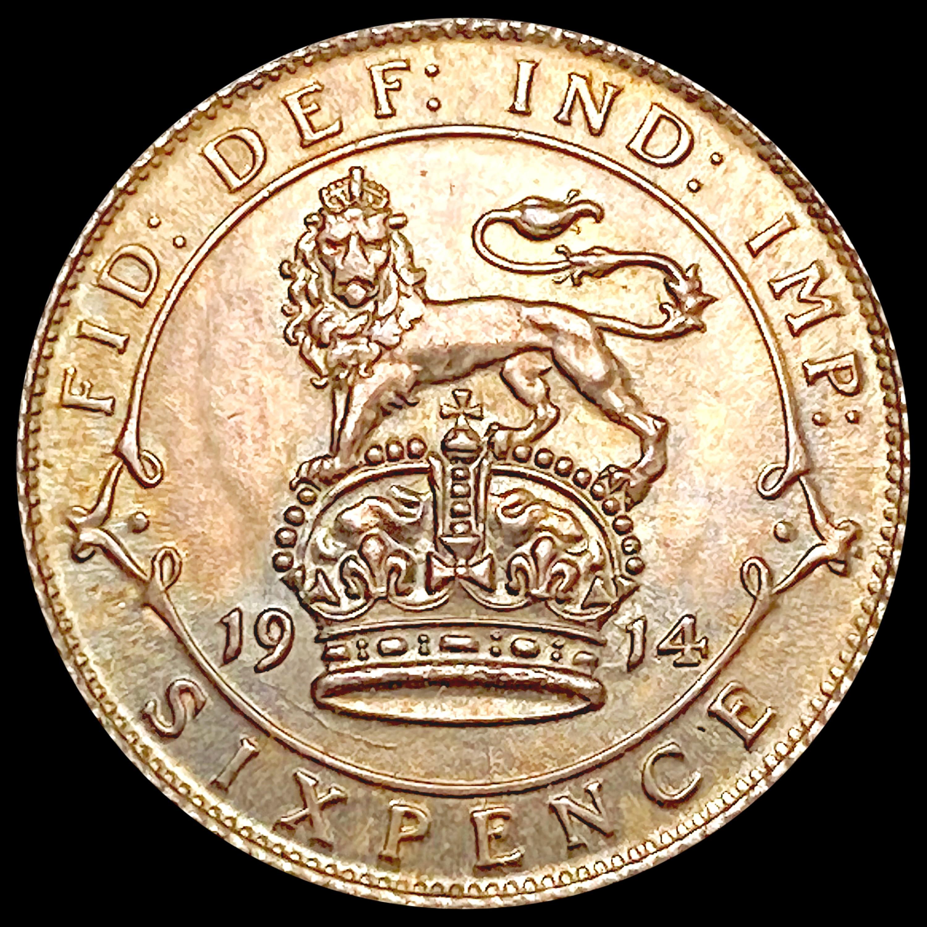1914 G. Britain Silver 6 Pence CLOSELY UNCIRCULATE
