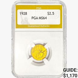 1928 $2.50 Gold Quarter Eagle PGA MS64