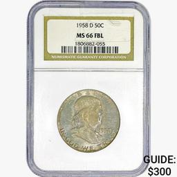 1958-D Franklin Half Dollar NGC MS66 FBL