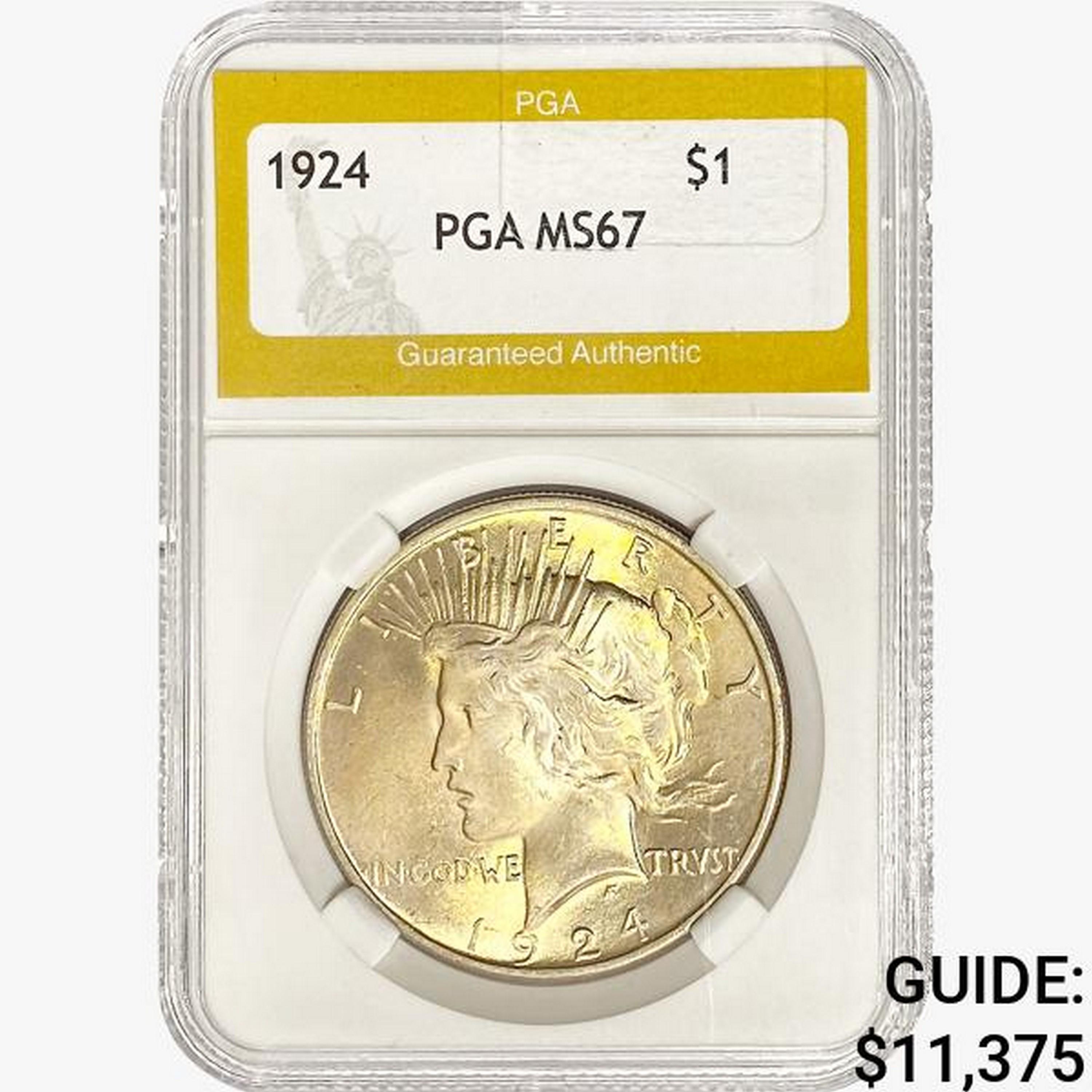 1924 Silver Peace Dollar PGA MS67