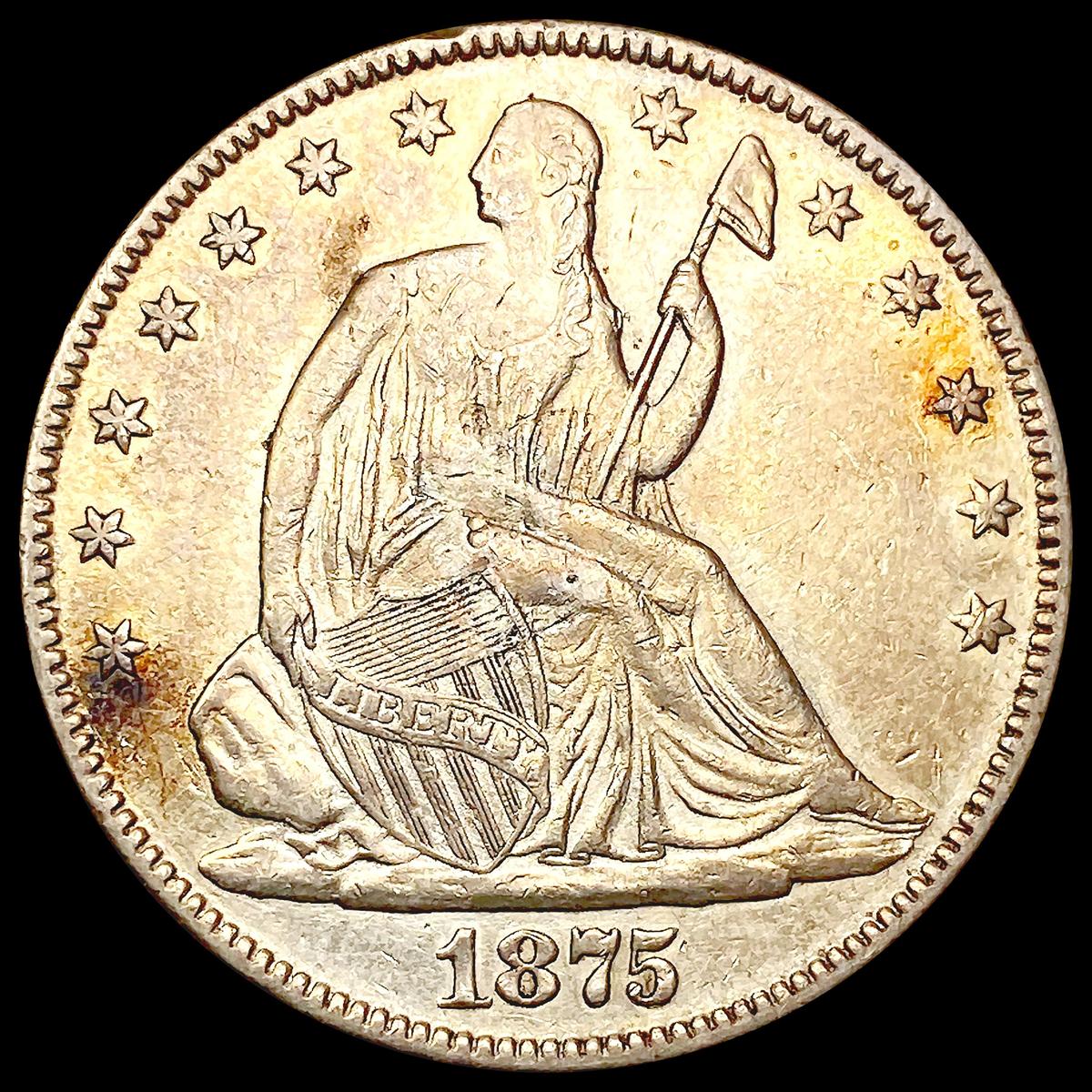 1875 Seated Liberty Half Dollar CLOSELY UNCIRCULAT