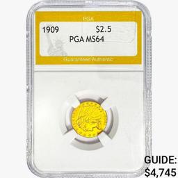 1909 $2.50 Gold Quarter Eagle PGA MS64