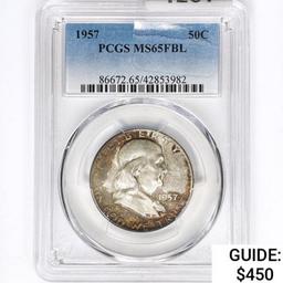 1957 Franklin Half Dollar PCGS MS65 FBL