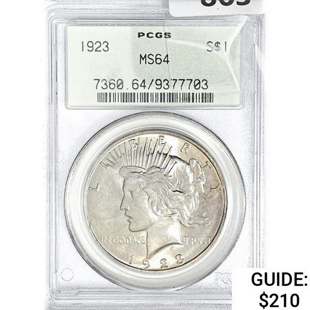 1923 Silver Peace Dollar PCGS MS64