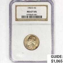 1950-D Jefferson Nickel NGC MS67 5FS